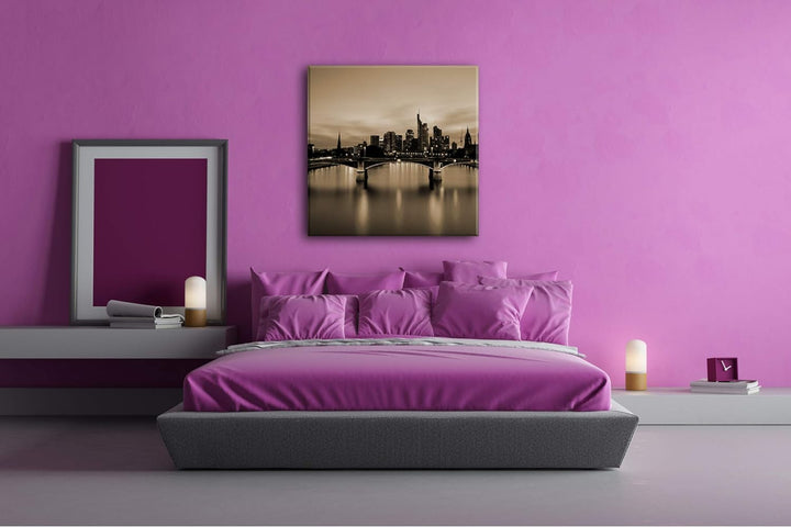 deyoli Stadtlichter in der Dämmerung Format: 60x60 Effekt: Sepia als Leinwandbild, Motiv fertig gera