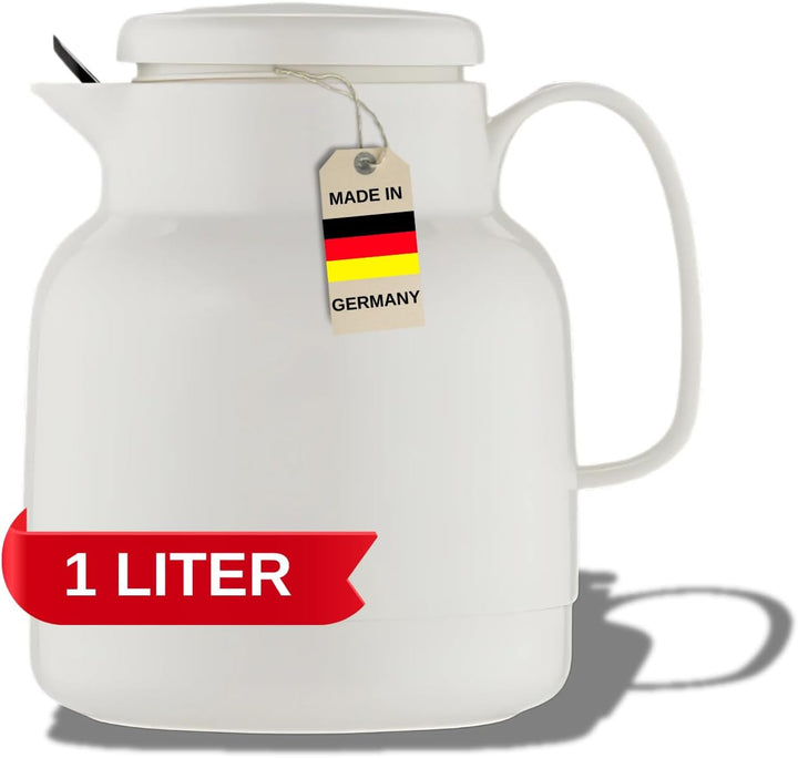 Helios Mondo Kunststoff-Isolierkanne mit Teesieb, Weiss, 14.2 x 13.6 x 19.3 cm 14.2 x 13.6 x 19.3 cm