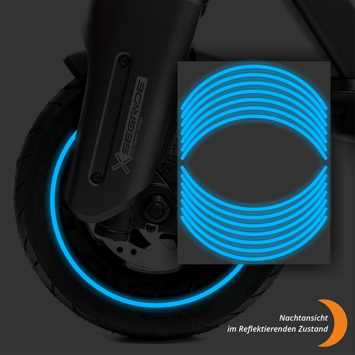 Felgenrand Aufkleber geeignet für Segway Ninebot MAX G3 D E-Scooter G3D Blau Reflektierend, Blau Ref