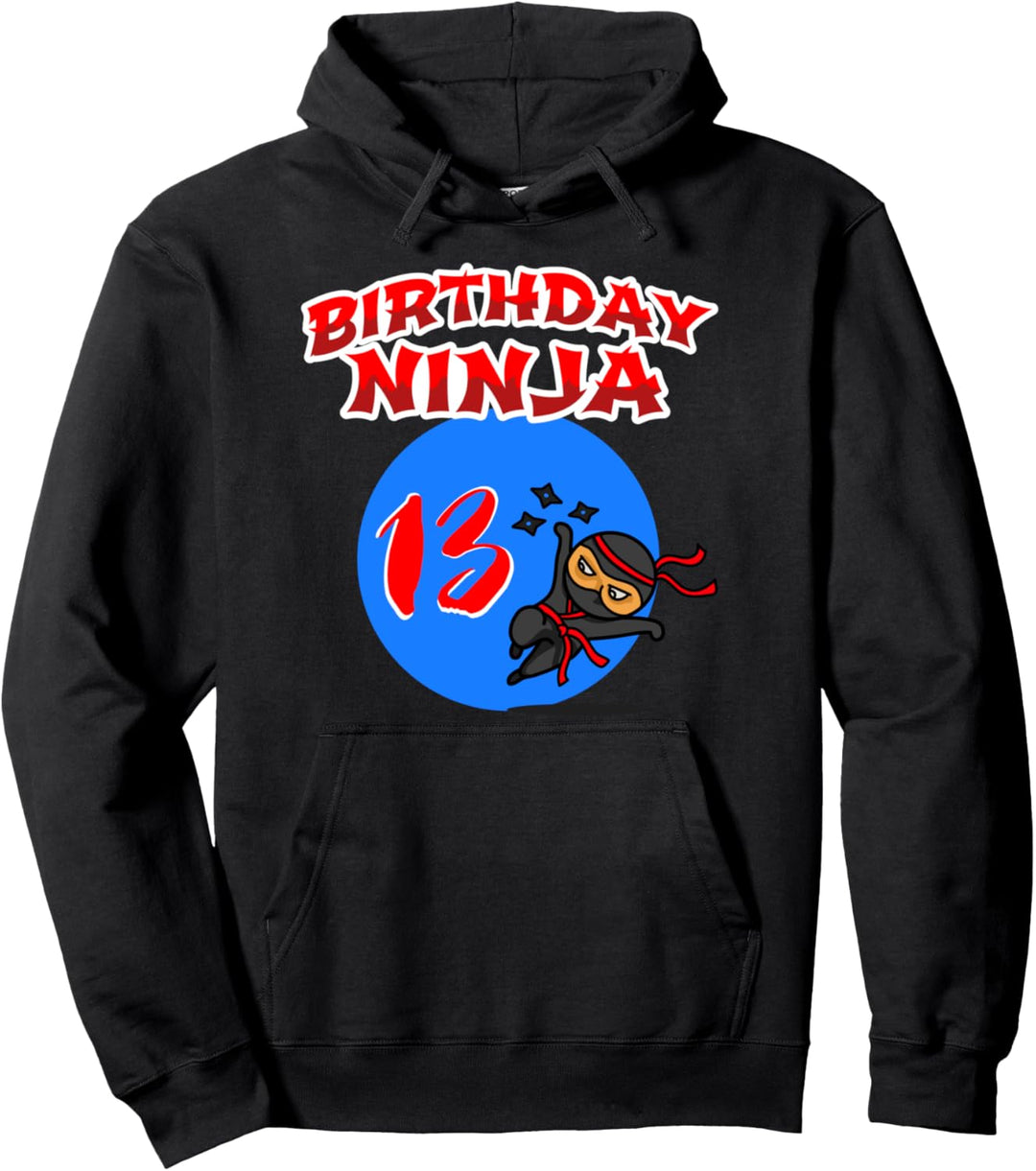 Boys Ninja Costume - Martial Art Ninja Birthday 13 Costume Pullover Hoodie