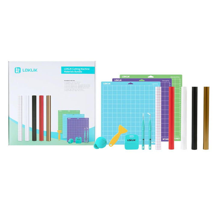 LOKLiK Starter Pack für iCraft – Vinyl-Bundle mit Permanent Adhesive Vinyl, Weissem Heat Transfer Vi