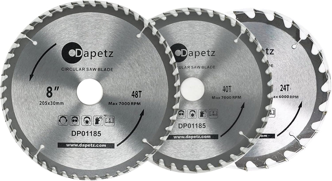 Silverl Rückpolster Kreissägeblätter TCT Kreissägeblätter 3pk 205 x 30 - 25, 18, 16 mm Ringe Kreissä