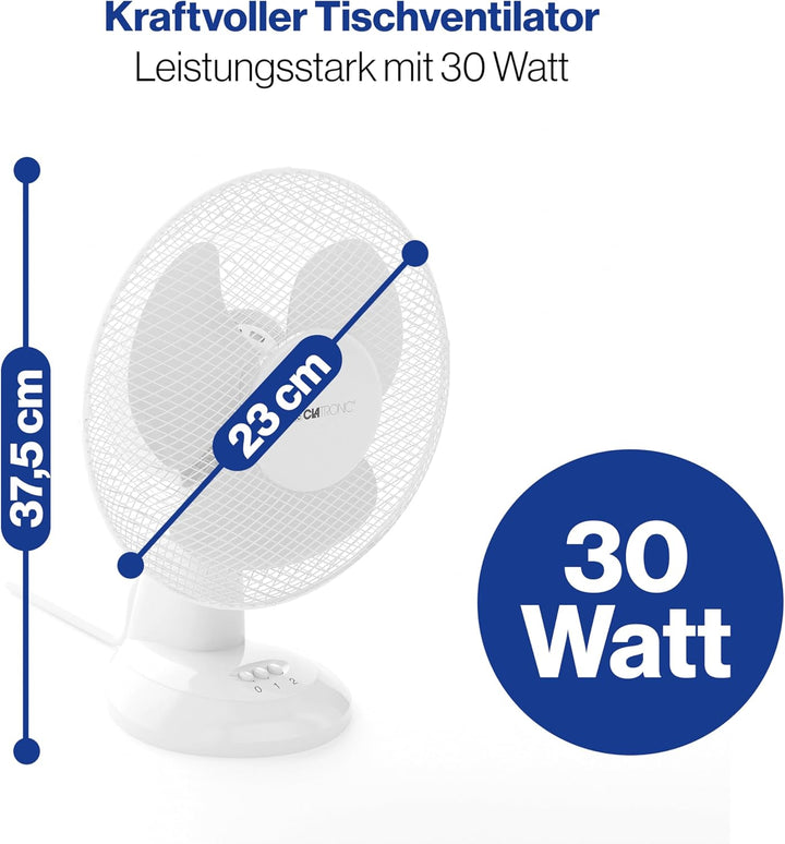 Clatronic Ventilator für Tisch / Tischventilator VL 3601; Mini-Fan für Schlafzimmer, Büro, Wohnmobil