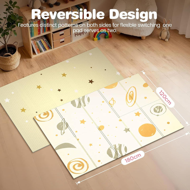 Krabbelmatte 180x120cm – Baby Spielmatte doppelseitig, Krabbeldecke aus XPE 1cm, faltbar, wasserdich