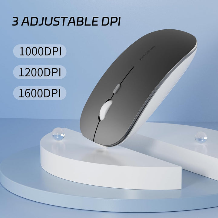 Uiosmuph Q5 Kabellos Maus, Wiederaufladbar Funkmaus 2.4G Leise Funkmaus Ultra Dünn Wireless Computer