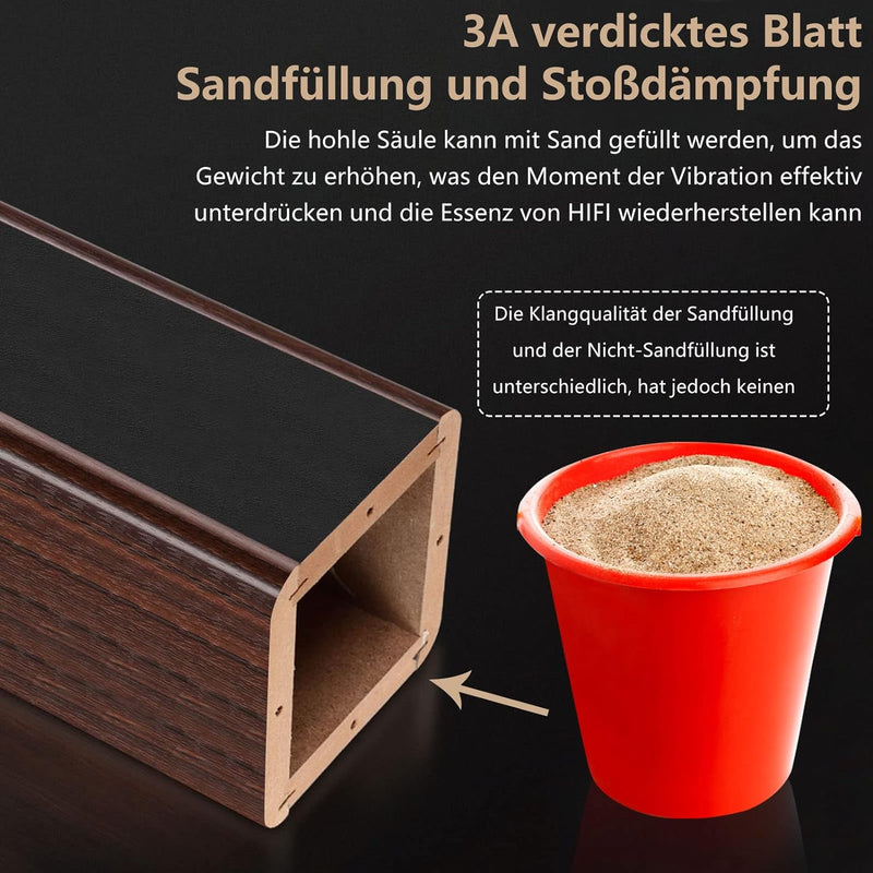 BQKOZFIN Lautsprecherständer 15 cm hoher Boxenständer Holz, 2er-Set, Speaker Stand geeignet für Rega