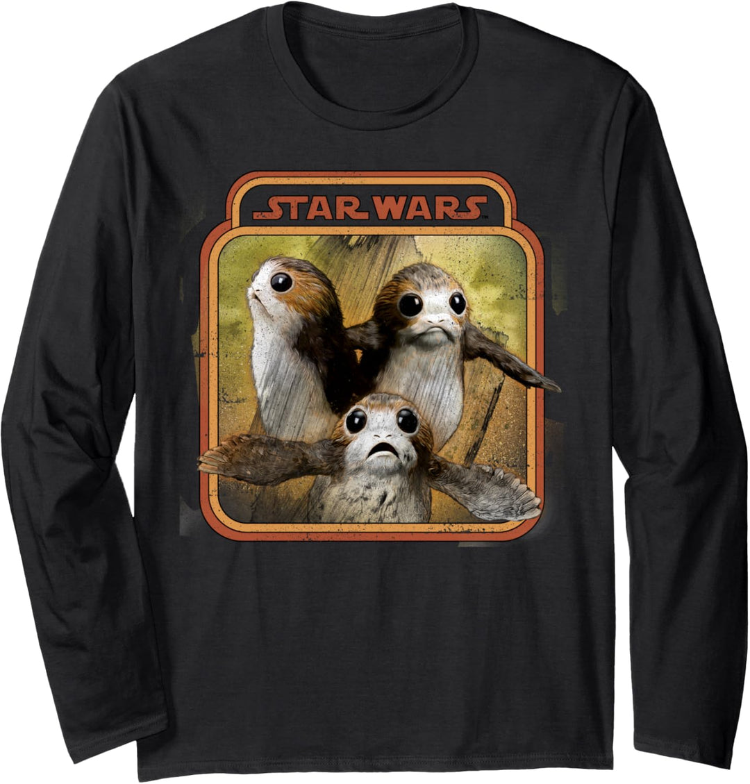Star Wars Last Jedi Porg Triplets Retro Box Langarmshirt