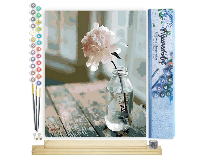 Figured'Art Malen Nach Zahlen Erwachsene Mit Rahmen Weisse Blume - Paint by Numbers Basteln DIY Bast