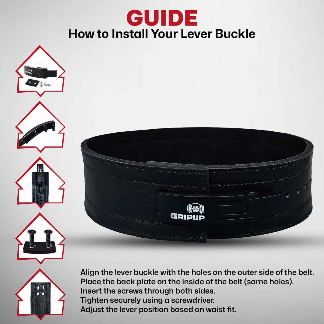 Powerlifting Gürtel 10mm Echtleder mit Hebelschnalle – 4” Gewichthebergürtel für Squats, Kreuzheben