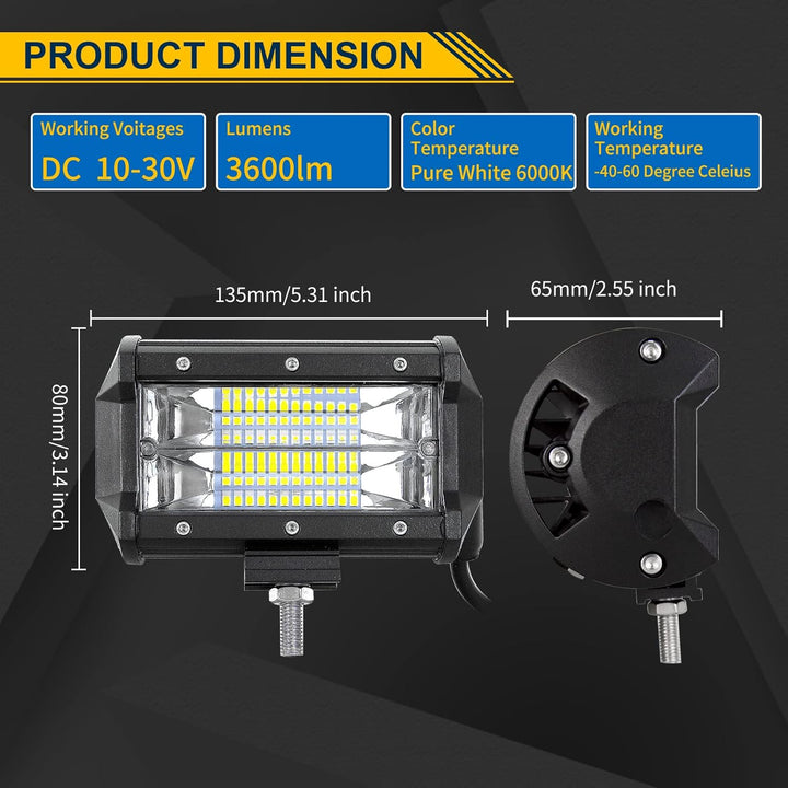Willpower 42 Zoll 107CM 540W Led Arbeitsscheinwerfer Bar Gebogen + 2pc 5 Zoll Led Scheinwerfer + Kab