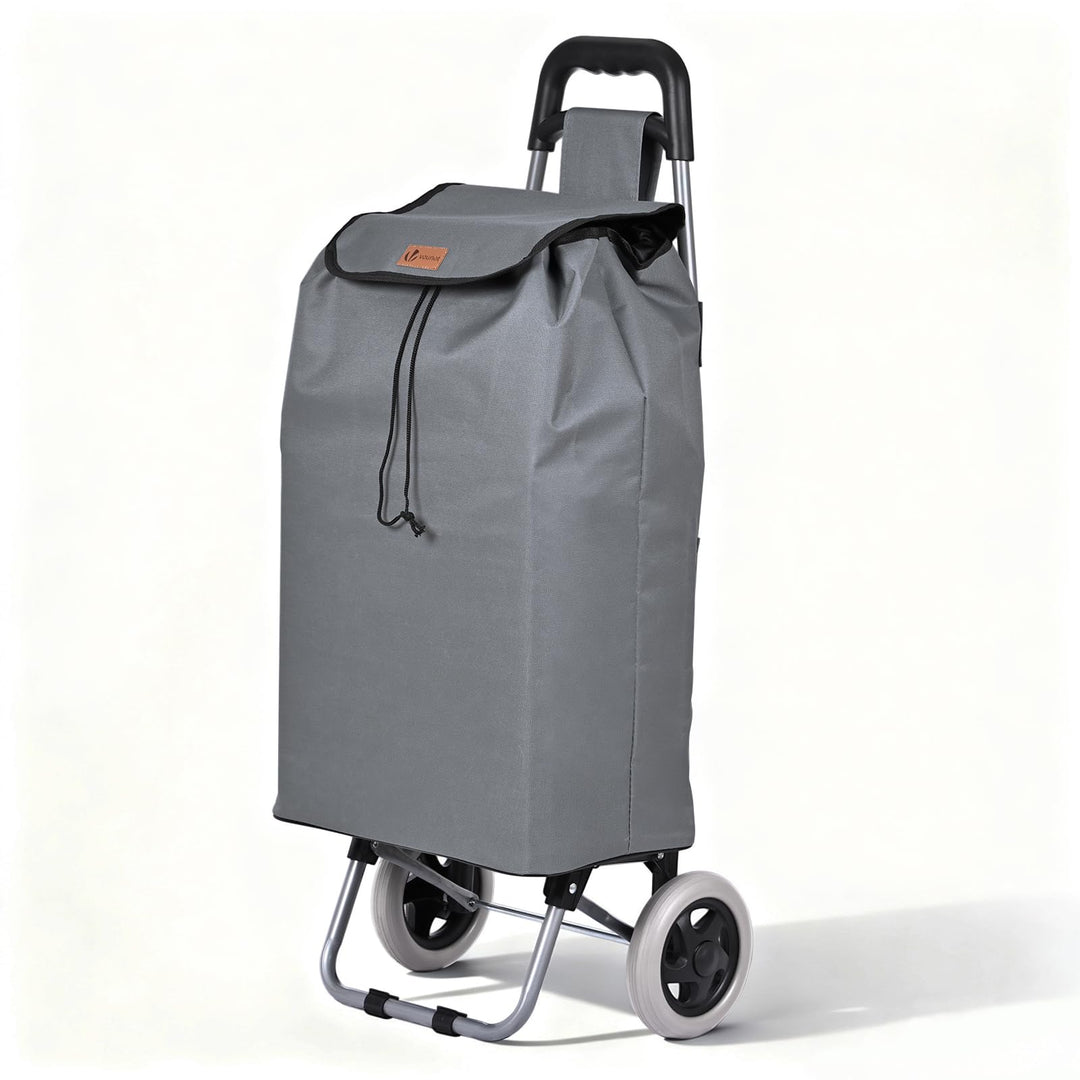 VOUNOT® Einkaufstrolley klappbar 59L, 2-in-1 Trolley Einkaufswagen mit 2 Räder, Abnehmbare Tasche, R