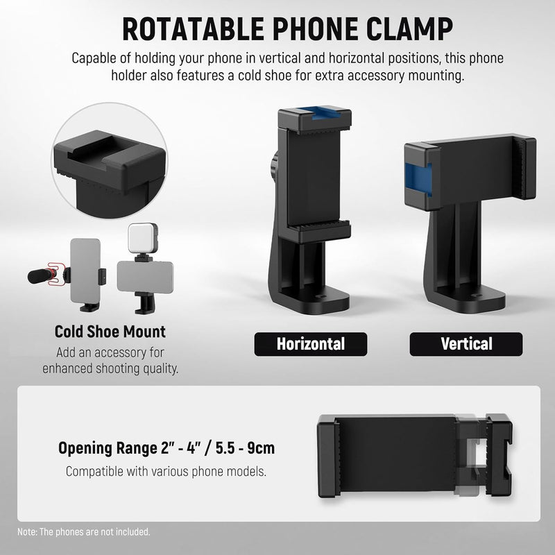 NEEWER Kamera Slider Dolly mit Kugelkopf und Telefonklemme, 4 rädriger Tisch Dolly mit 360° Panorama