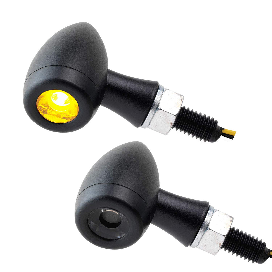 LED Motorrad Mini Blinker Bullet Bates-Style Chopper Custom Caferacer schwarz (1 Paar)