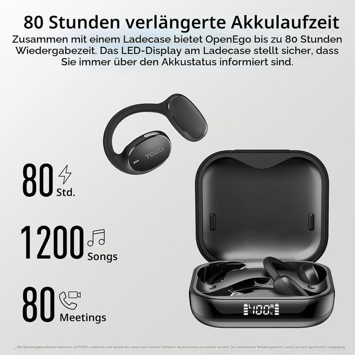 TOZO OpenEgo Open Ear Kopfhörer 5.3 Bluetooth Kopfhörer Sport mit Ohrbügel,Kopfhörer Kabellos Blueto
