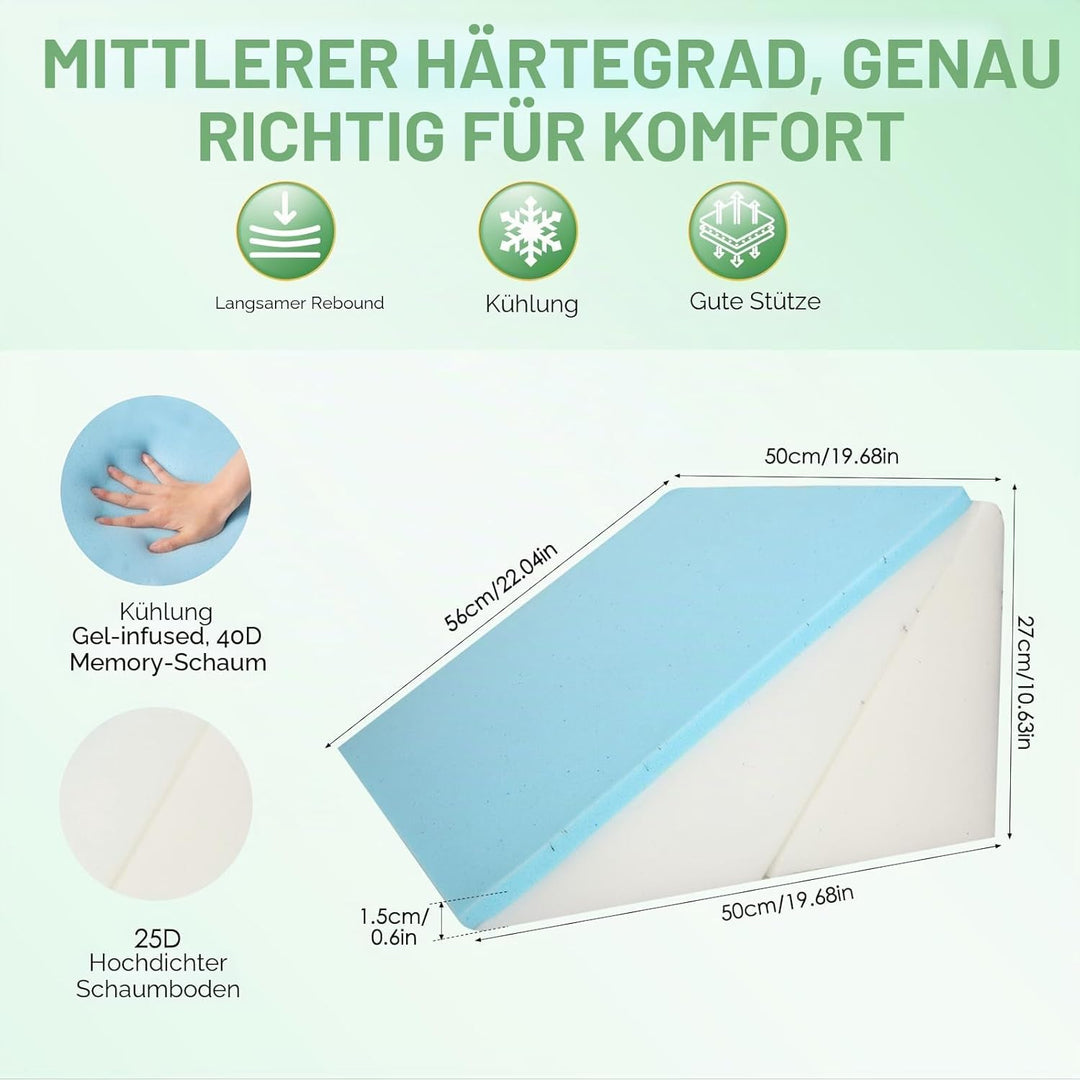 Keilkissen für Bett, Dreieckskissen Memory-Schaum, Verstellbares Keilkissen, Hochdichteschaum Leseki