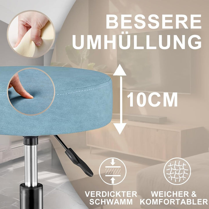 Zedelmaier Rollhocker höhenverstellbar, Bürohocker mit Gummirollen, 360° drehbar Hocker mit Rollen &
