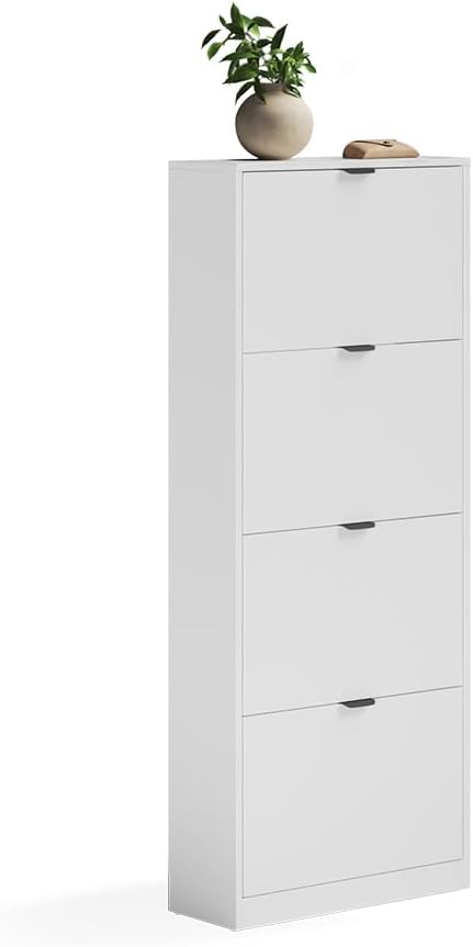 Vicco Schuhkipper Gizmo, Weiss, 59 x 146.6 cm | mit 4 Fächern White/Black, White/Black