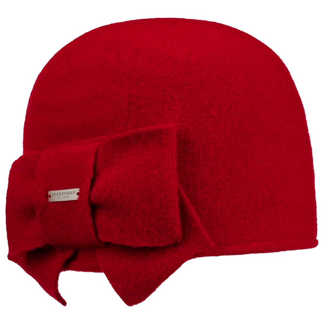 Seeberger Wollmütze mit Deko-Schleife Marineblau 55-58 Rot/Ausflug, einfarbig (Getaway Solids), 55-5