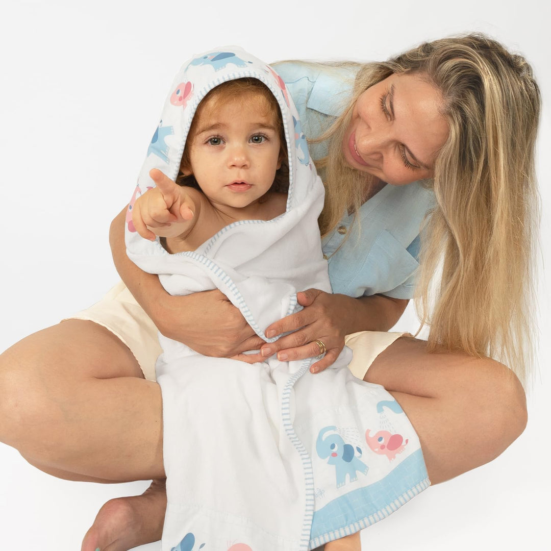 Yookidoo Duschkopf für Baby-Badewanne, Elefanten-Wasserpumpe mit Stammauslauf und Spüler, kontrollie