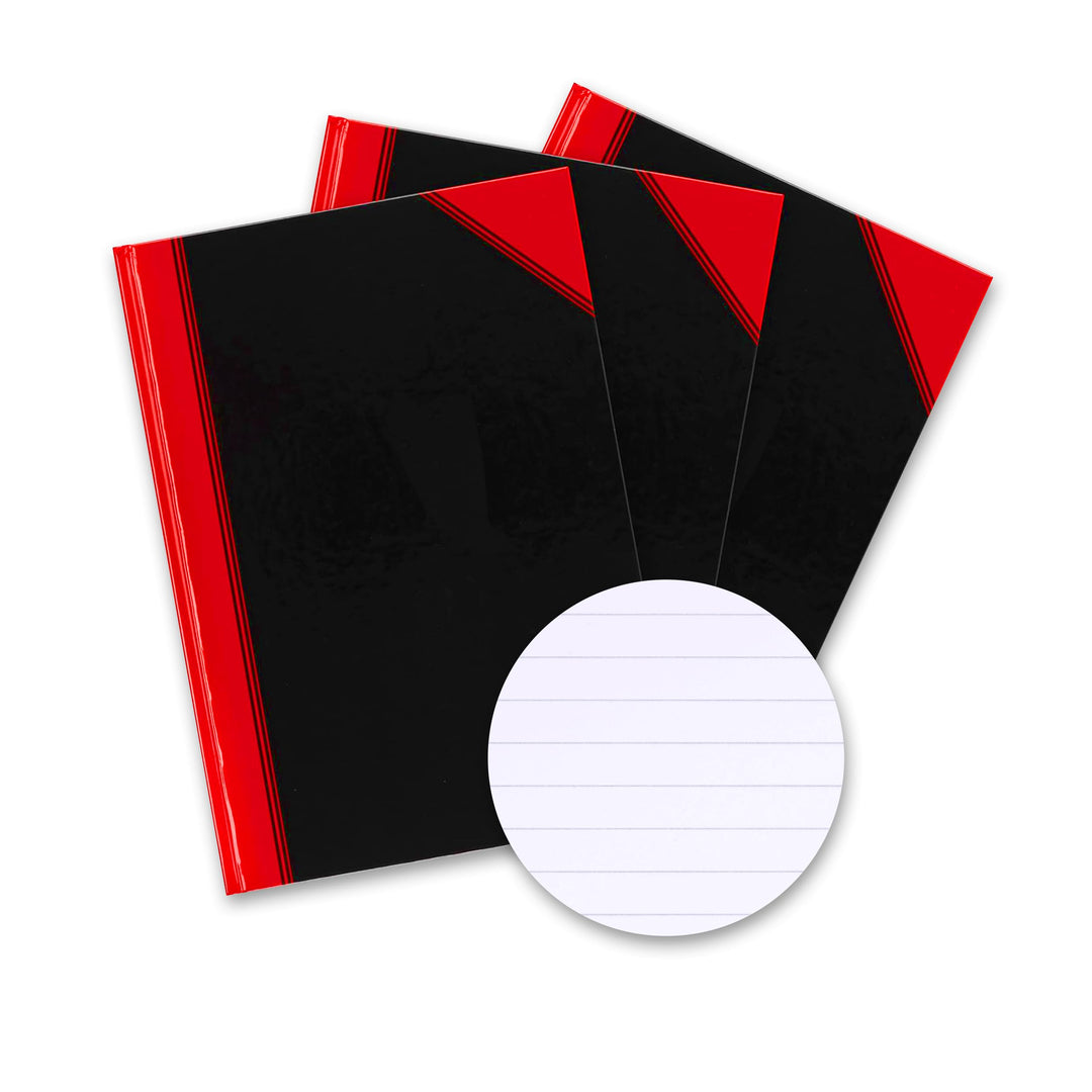 Bantex Notizbuch A4, liniert, 192 Seiten, 70 g/m², Hardcover, schwarz, 3 Stück 3 liniert, 3 liniert