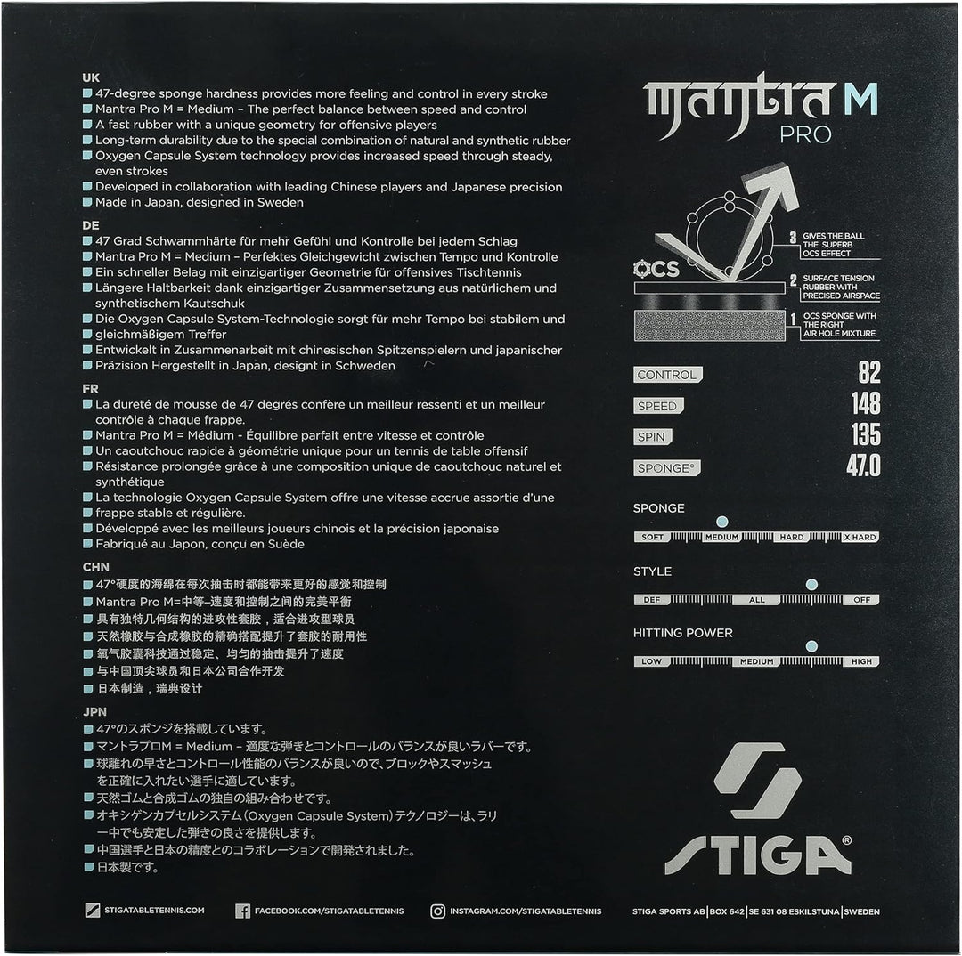 Stiga Tischtennisbelag Mantra Pro M Schwarz, Schwarz