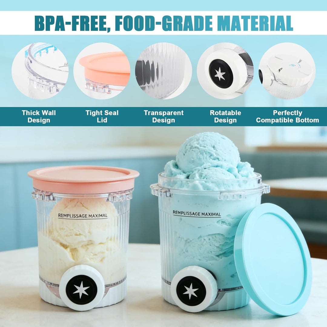 4 Stück Ersatz für Ninja Creami Swirl Behälter NC701EU 480ML, BPA-frei & Spülmaschinenfest, Ersatzbe