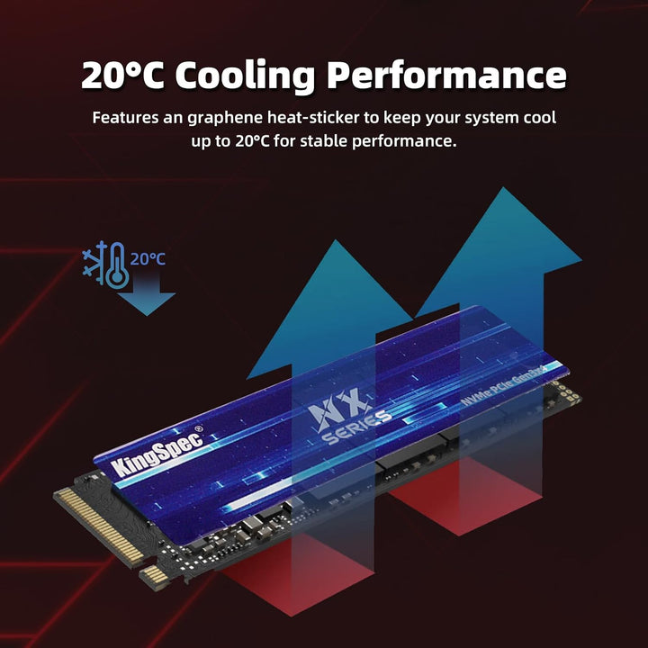 KingSpec SSD 512GB M.2 NVMe, PCIe Gen 3x4 Gaming Solid State Drive, Up to 3500MB/s Read, 3D NAND Fla