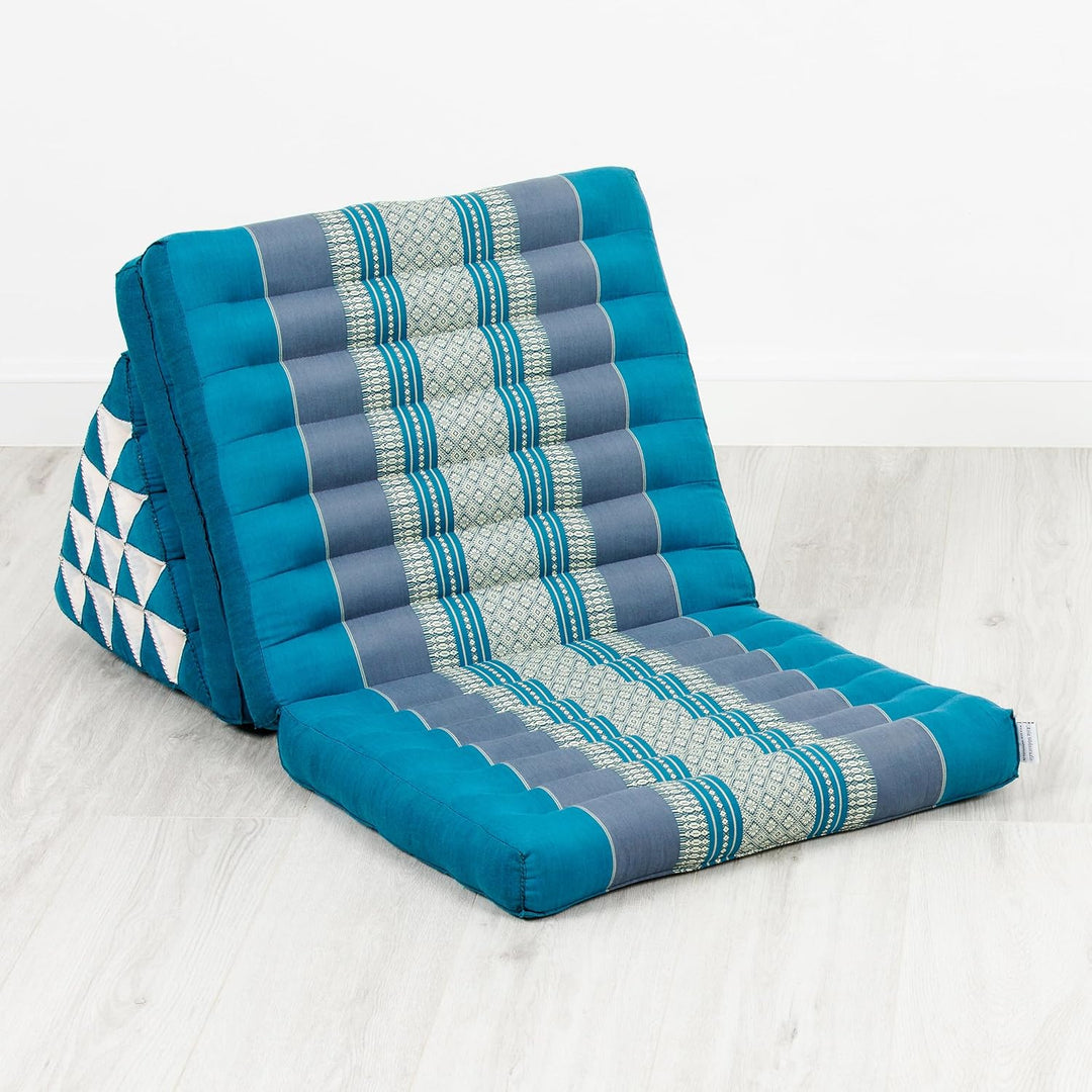 livasia Thaikissen 3 Auflagen extrahoch - 185x55x8cm - Dreieckskissen mit Klappmatratze, Kapok, Jumb