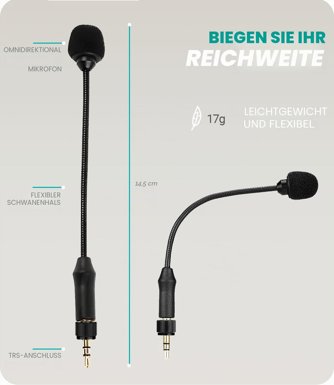 Movo MV-M101 Schwanenhals Omnidirektionales Lavalier-Mikrofon – Kompatibel mit DJI Mic/Rode Wireless