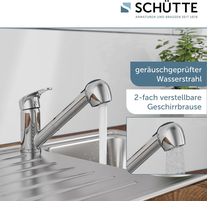 SCHÜTTE DIZIANI Spültischarmatur mit herausziehbarer Geschirrbrause, Einhebelmischer mit Brause, Spü
