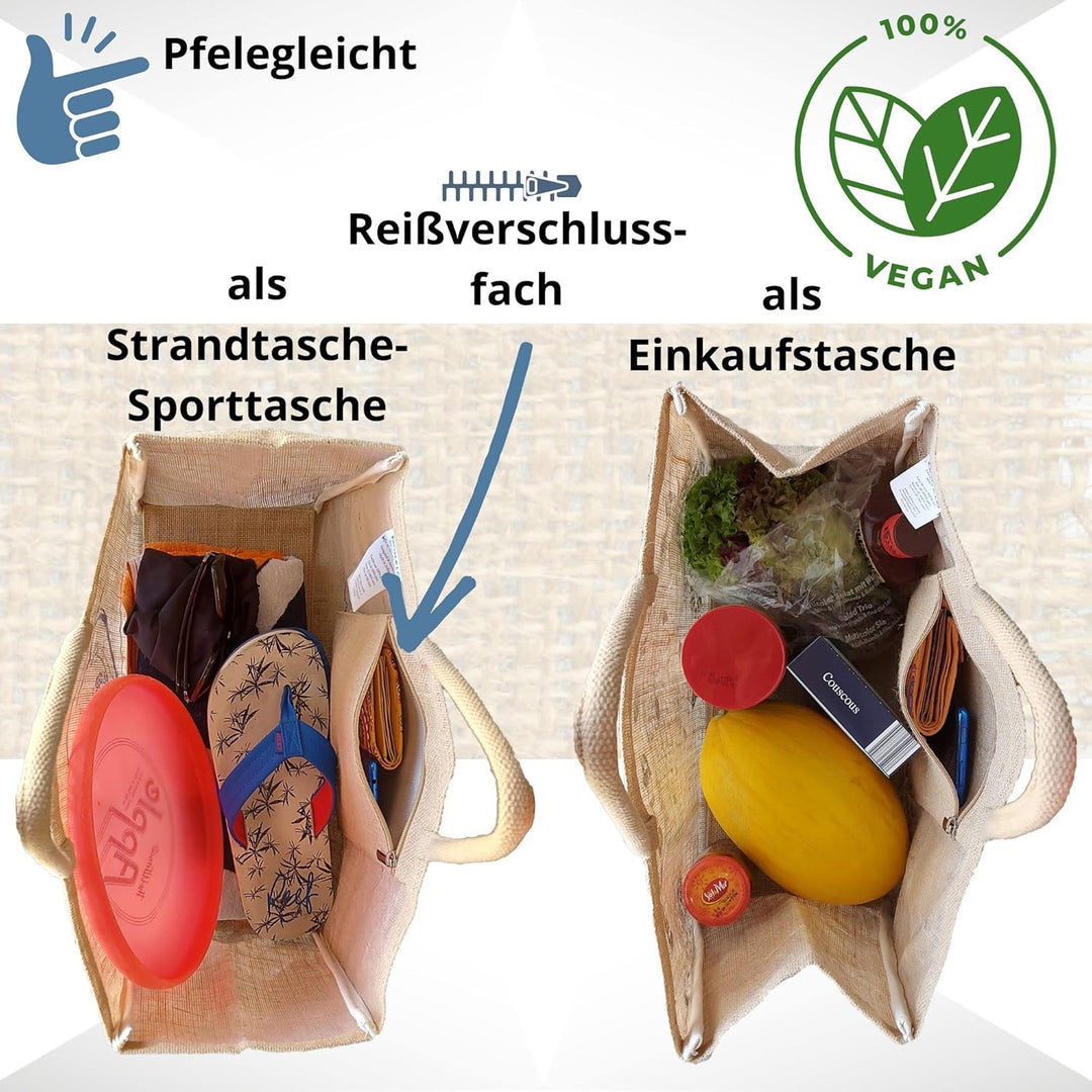 Domelo Einkaufskörbe. Bedruckte Einkaufstasche. Jute Tasche gross. Korbtasche, wasserabweisenden Str