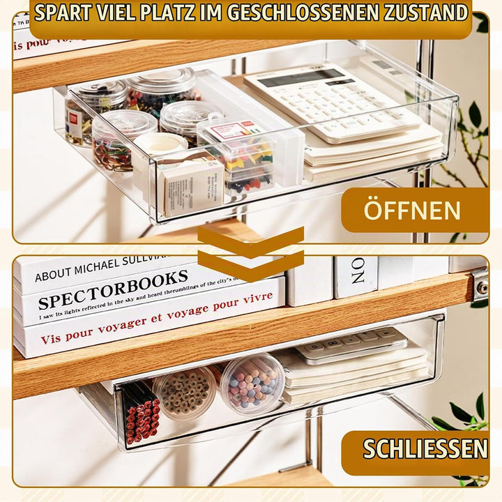 1 Stück Schublade Unter Schreibtisch, 24x21x7cm Selbstklebende Schublade, Unter Schreibtisch Aufbewa