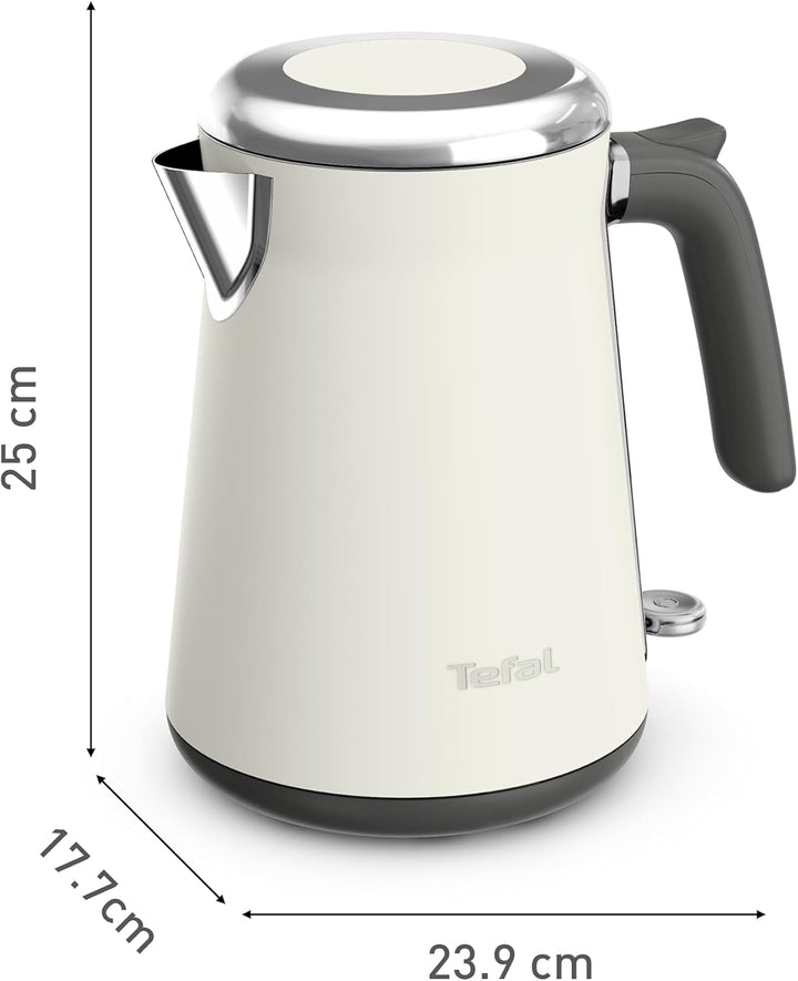 Tefal Collection Edelstahlwasserkocher im Retrostil, 1,7 l Fassungsvermögen, 2400 W, Einhändiges Öff