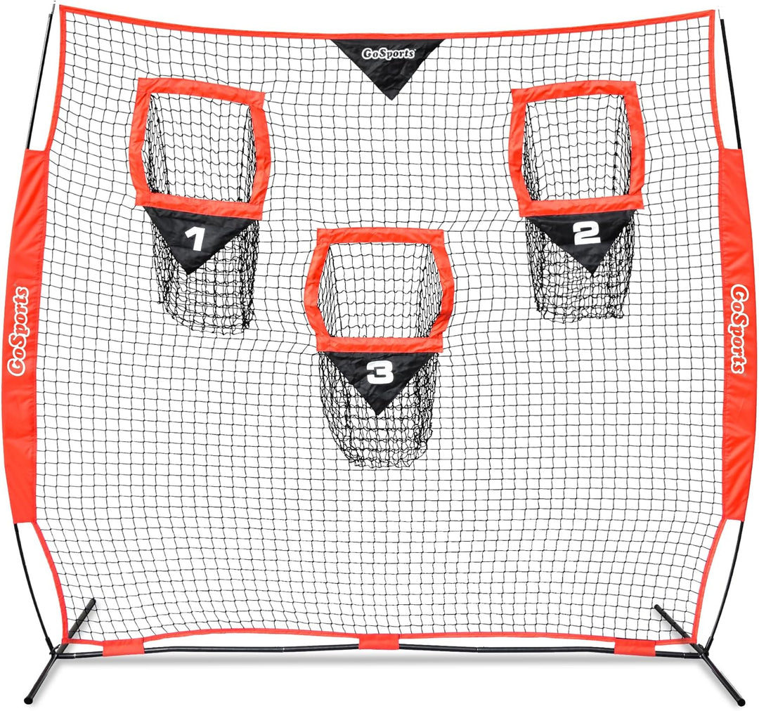 GoSports Football Trainer Throwing Net | Choose Between 8' x 8' or 6' x 6' Nets | Improve QB Throwin