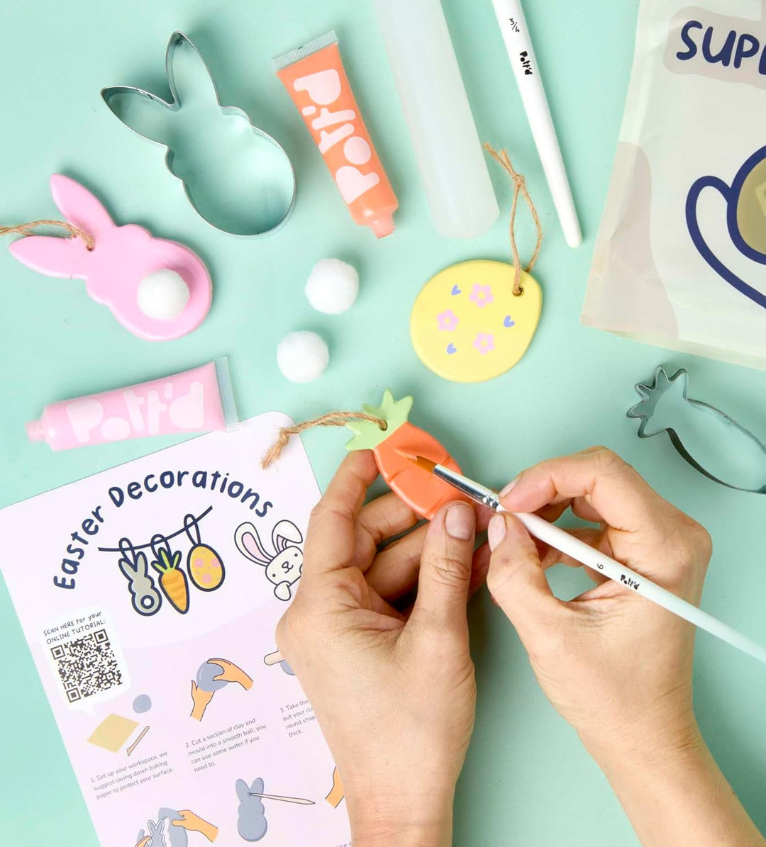 Pott’d Osterbastelset Für Erwachsene Mit Lufttrocknendem Ton, Basteln Ostern Erwachsene DIY Set Für