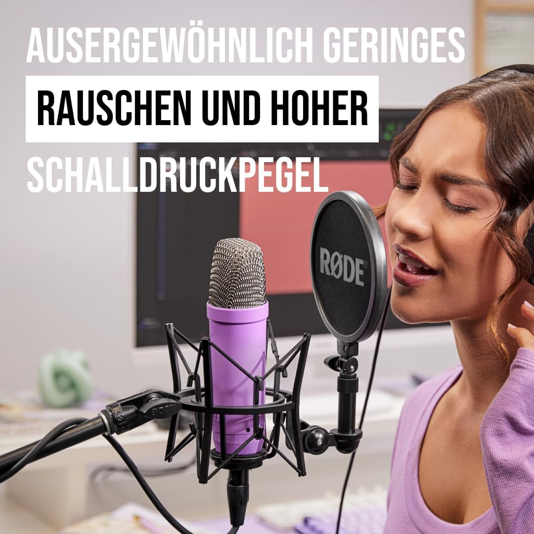 RØDE NT1 Signature Series Grossmembrankondensatormikrofon mit Schockhalterung, Popschutz und XLR-Kab