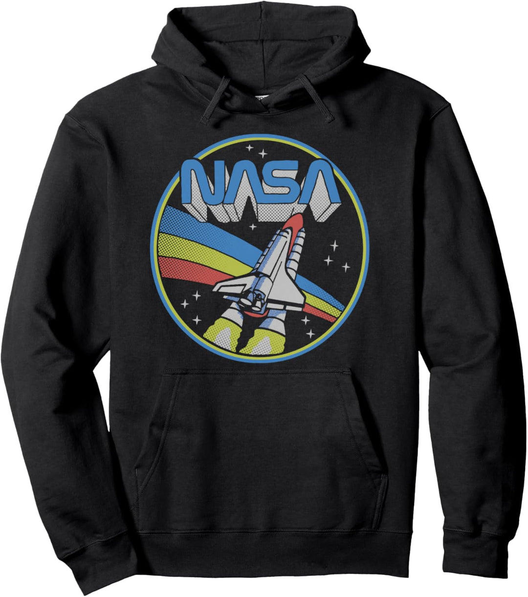 NASA Retro Rainbow Rocket Launch Circle Pullover Hoodie