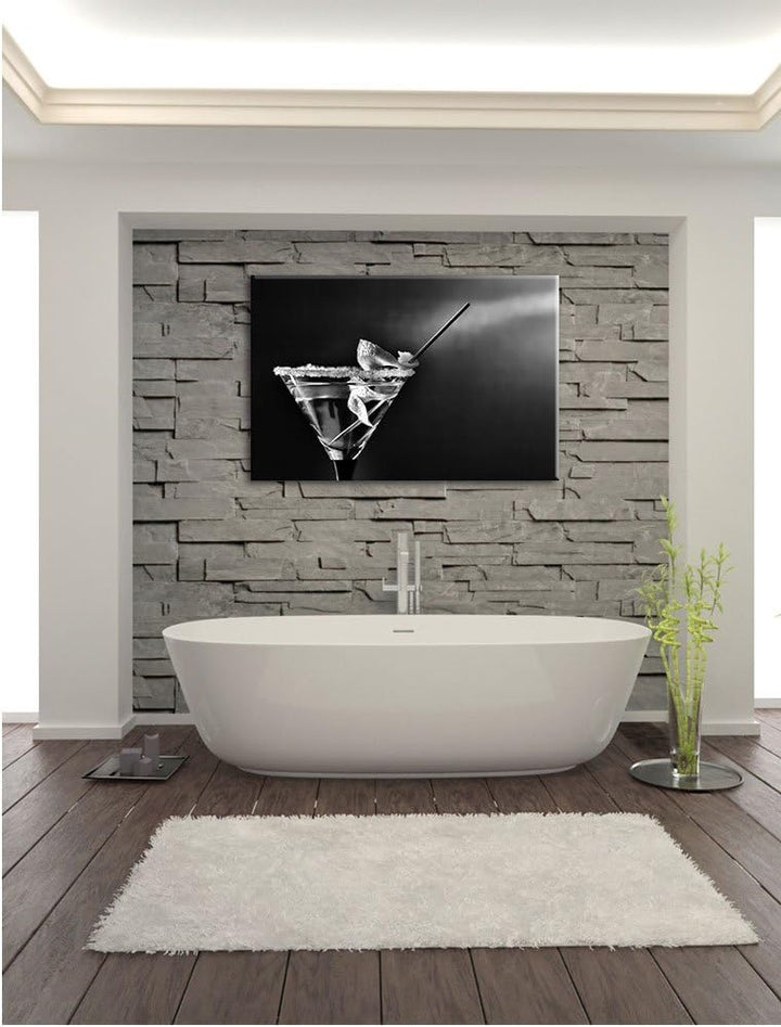 Pixxprint Cocktail Glas / 100x70cm Leinwandbild bespannt auf Holzrahmen/Wandbild Kunstdruck Dekorati