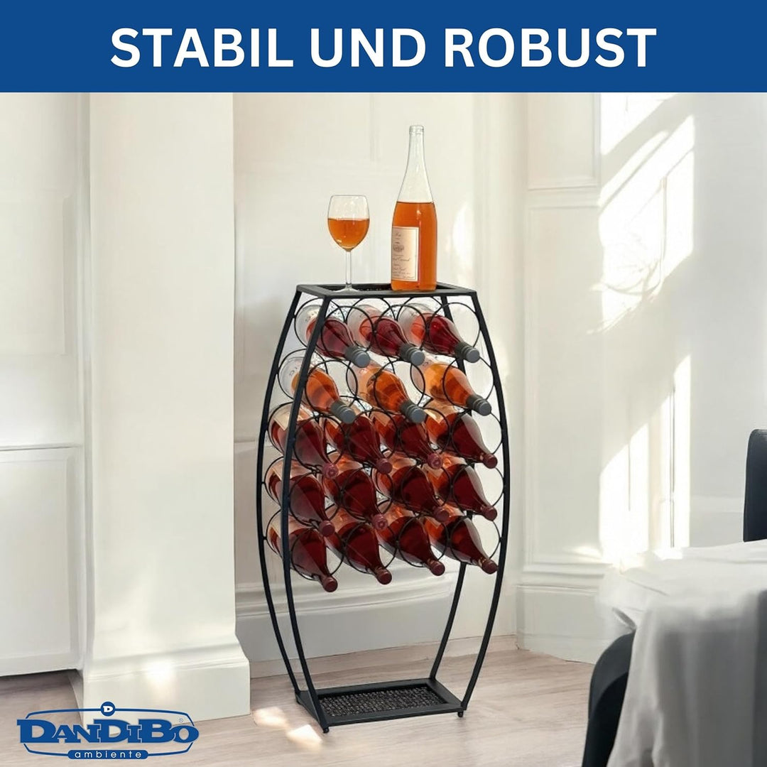 Weinregal Metall Schwarz Stehend 83 cm 96640- Weinständer für 18 Flaschen - Dekorativer Weinflaschen