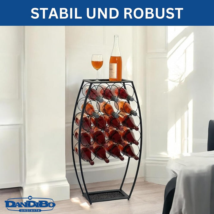 Weinregal Metall Schwarz Stehend 83 cm 96640- Weinständer für 18 Flaschen - Dekorativer Weinflaschen