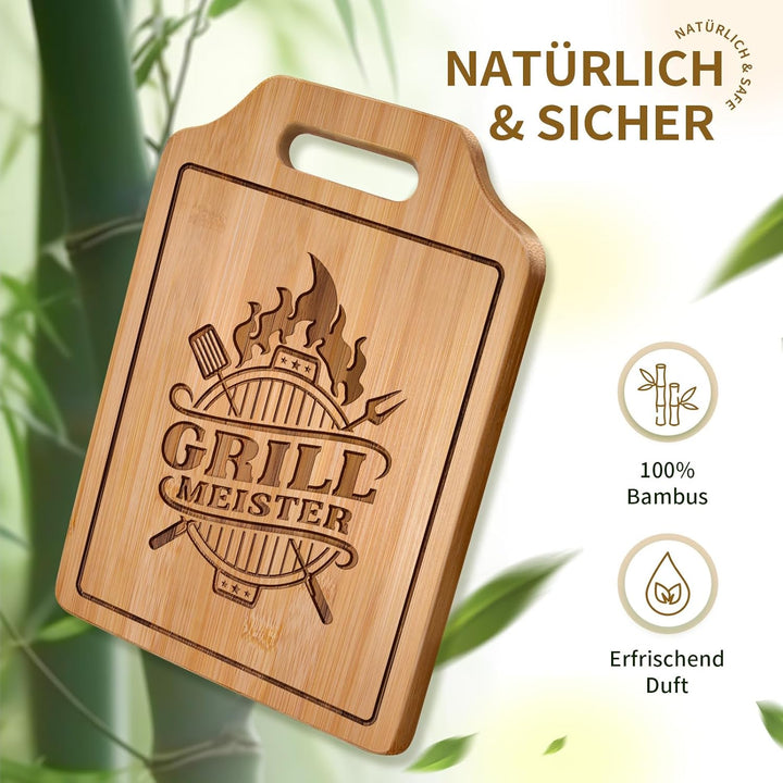 Grill Geschenke für Männer - Graviertes Bambus Schneidebrett, Geschenke für Männer Geburtstag Weihna