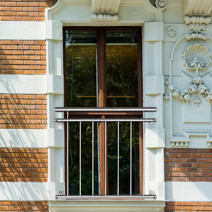 NAIZY Edelstahl Balkongeländer 225x90cm Französischer Geländer Treppengeländer Terrassengeländer Bal