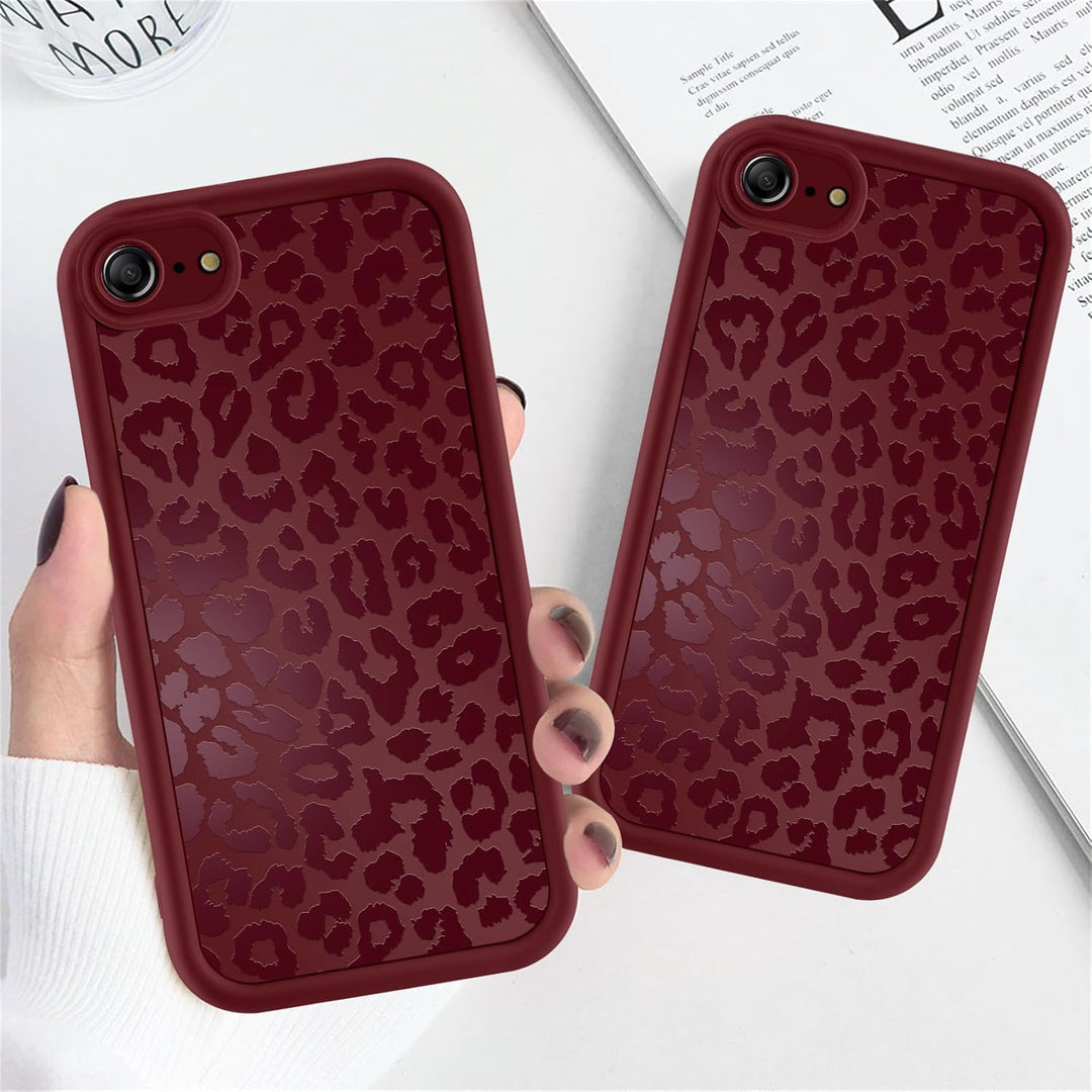 ZhuoFan Handyhülle für iPhone 7/8/iPhone SE 2022 /SE 2020 hülle 4,7”, Aesthetic Leopard Muster Rot M