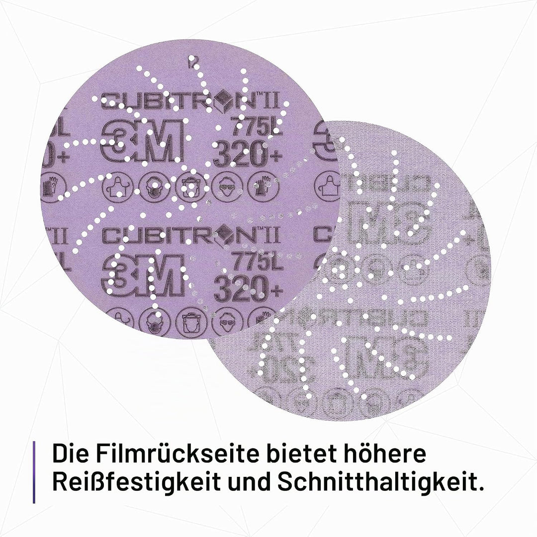 3M Xtract Cubitron, Filmscheibe 775L, 127 mm, 320+, Sauberer Sand, 50 Scheiben pro Packung, 127 mm