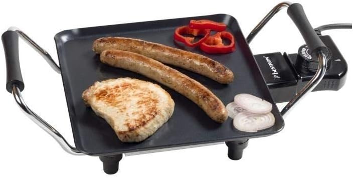Bestron elektrischer Tischgrill, kleine Plancha-/Teppanyaki-Grillplatte mit Antihaftbeschichtung, Gr