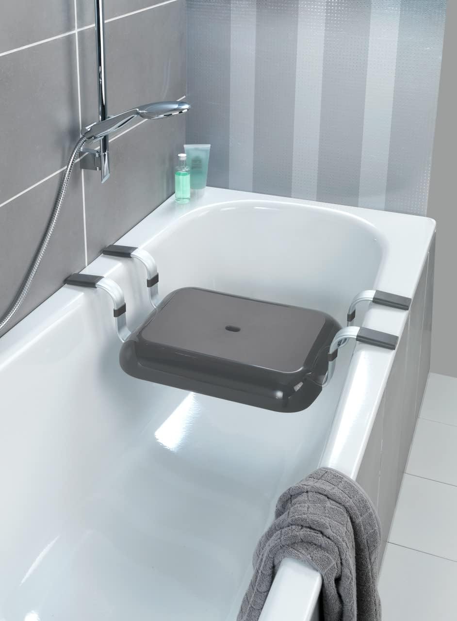 WENKO Badewannensitz Secura Premium - 150 kg Tragkraft, Polypropylen, 74 x 15.5 x 36 cm, Anthrazit