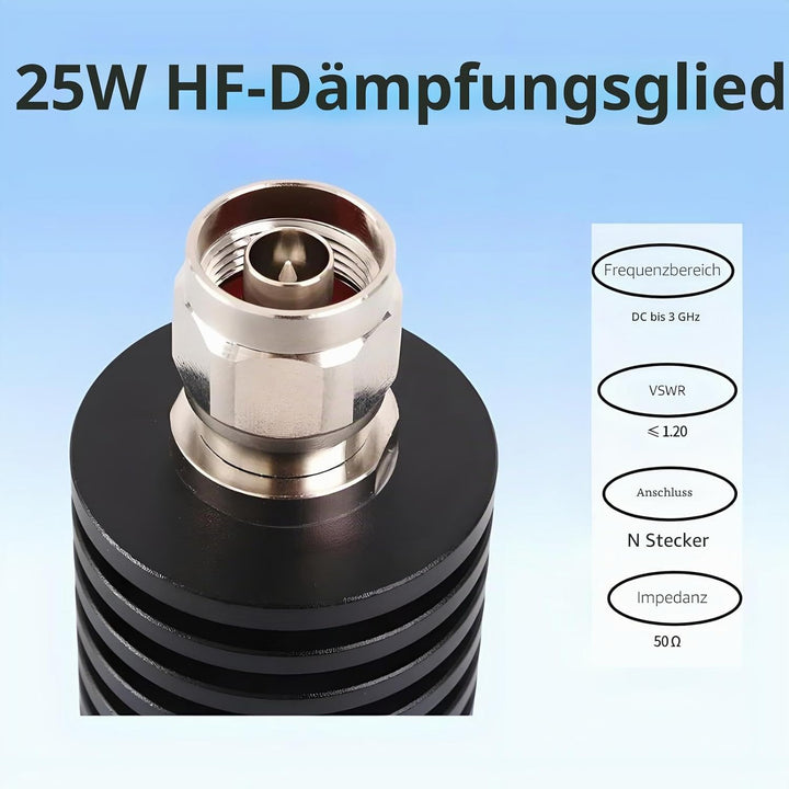 BECEN 25 W N RF Dämpfungsregler 3 GHZ Stecker 1-40 dB wählbar(10dB), 10dB