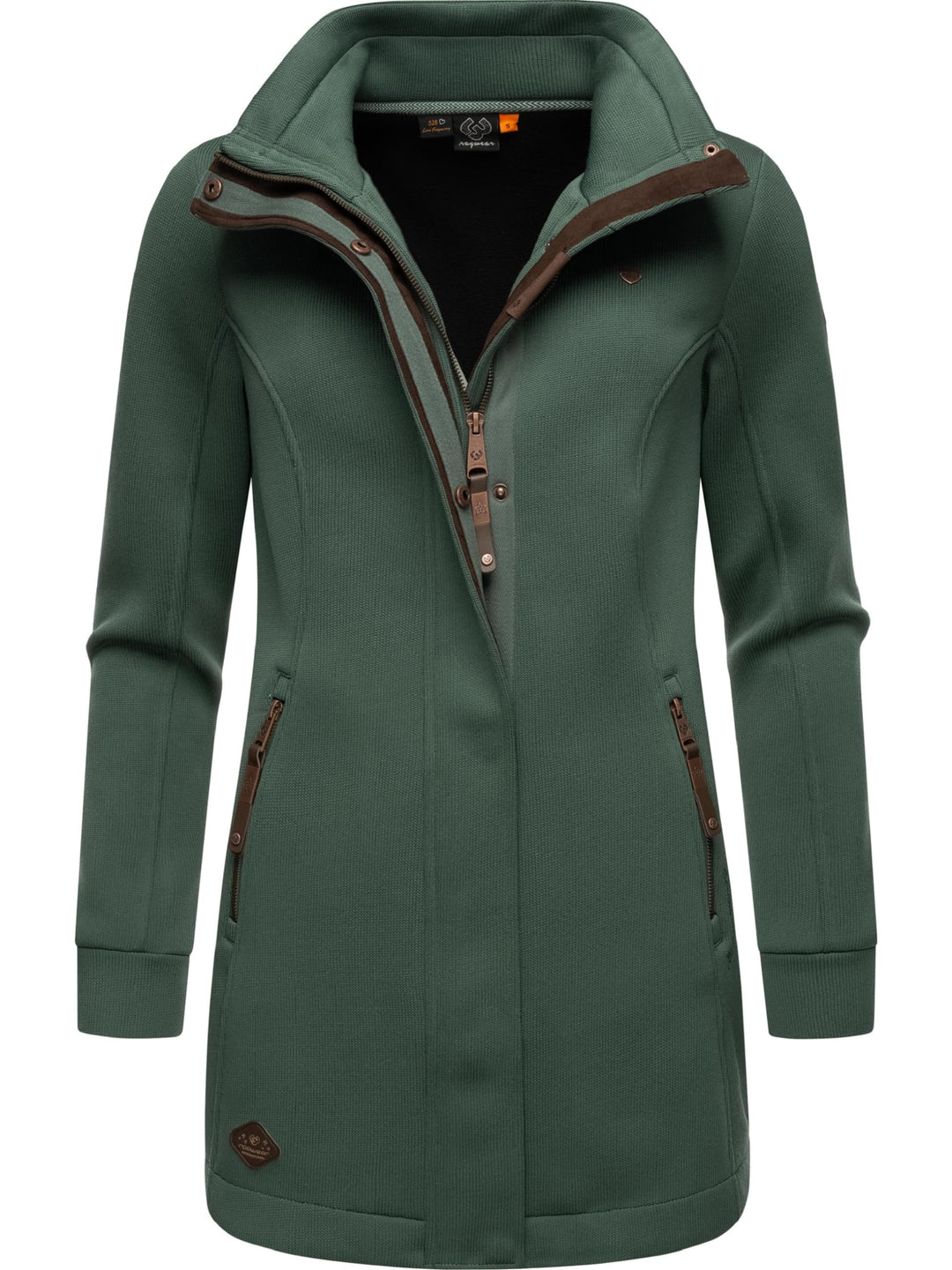 Ragwear Damen leichter Sweat-Übergangsmantel lang windabweisendl mit hohem Kragen Letrice Bonded XS-