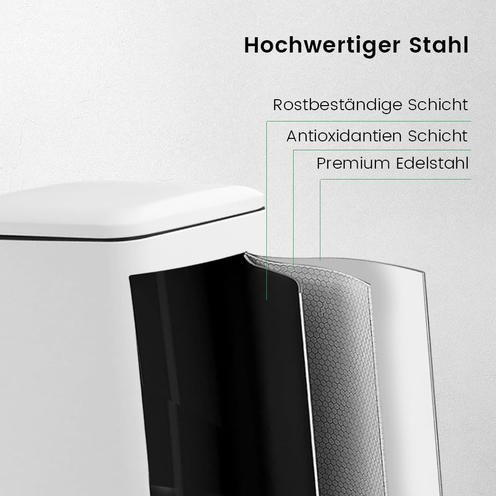 Mülleimer,30L Tretmülleimer mit Softclose Deckel,30 Liter Abfalleimer mit Fusspedal, Quadratischer T