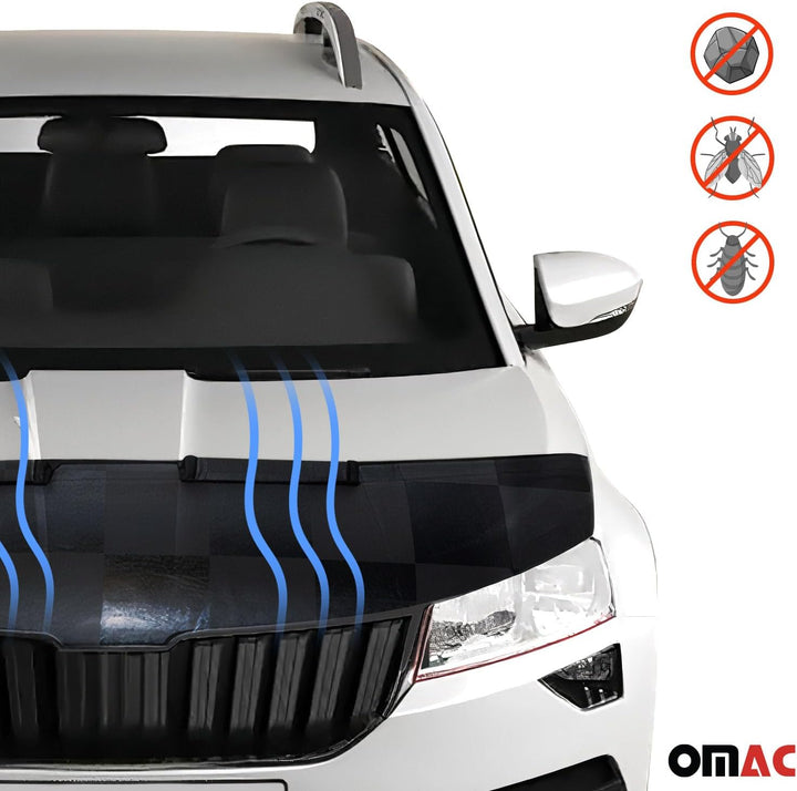 Haubenbra Steinschlagschutzmaske kompatibel mit Renault Clio 2006-2010 Schwarz-Grau kariert